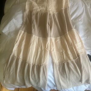 POL  Cream and Tan Wide-Leg Pants